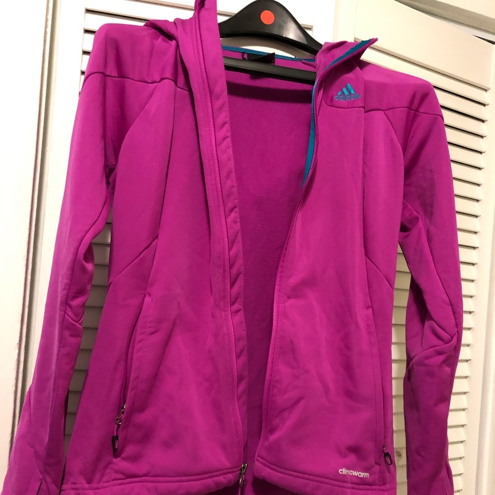 Hooded adidas zip up sweatshirt